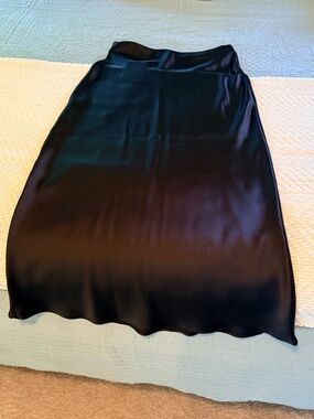 Zara Black Satin Midi Slip Skirt-BRAND NEW WITH TAGS